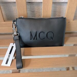 MCQ By Alexander McQueen Logo Stitched Leather Wristlet